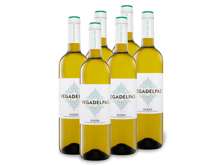 6 x Weinpaket Verdejo trocken, Weißwein 0,75-l-Flasche Vegadelpas DO Rueda