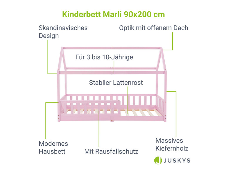 Gehe zu Vollbildansicht: Juskys Kinderbett »Marli«, im skandinavischen Design - Bild 240
