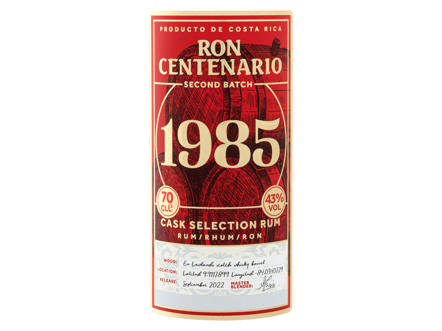 Ron Centenario Vol LIDL Batch Second 43% Rum 1985 