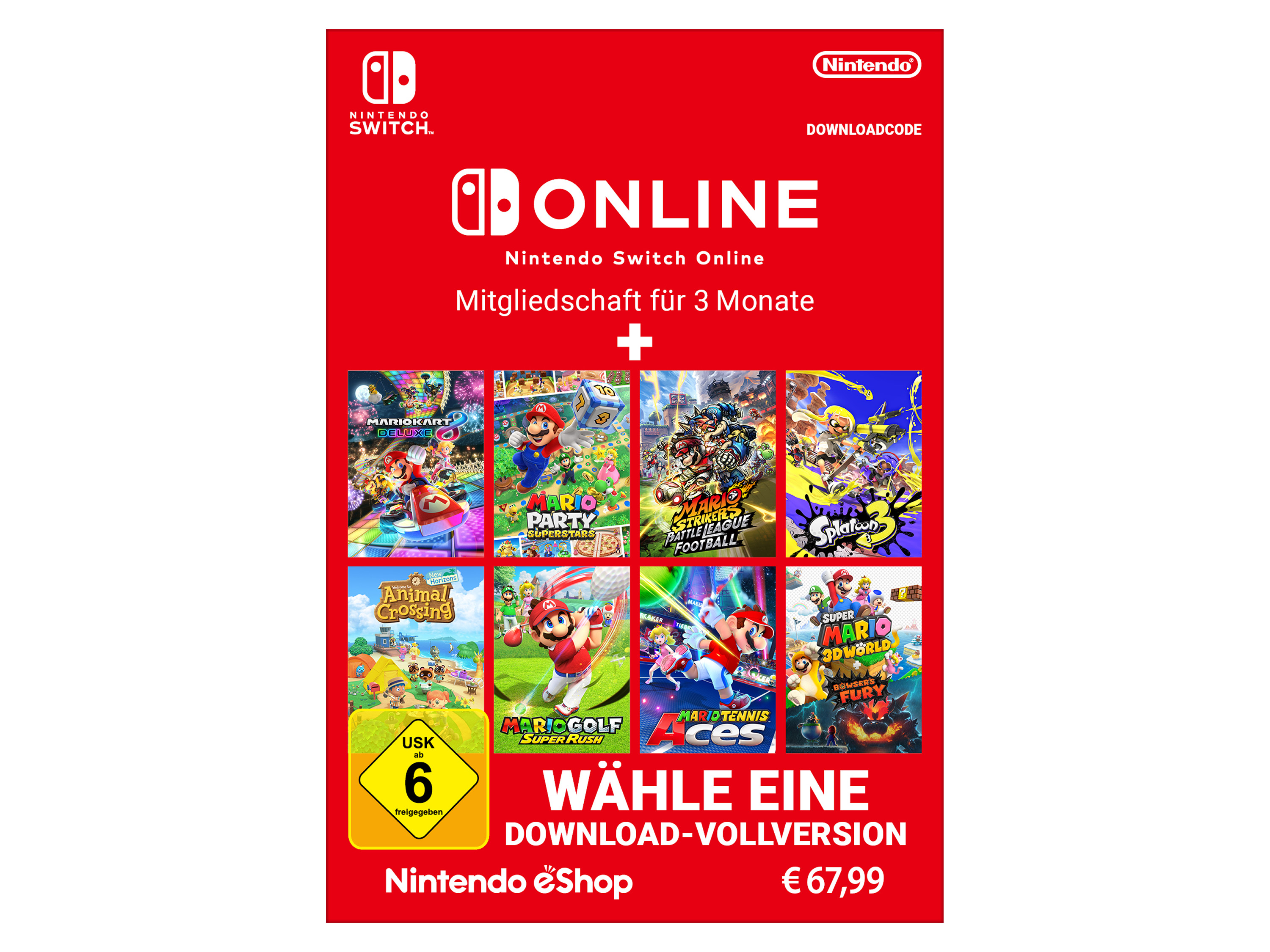 Nintendo Add-Ons Multisoftware + 3 Monate Nintendo Switch Online-Mitgliedschaft