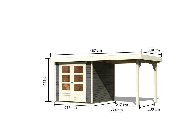 Gehe zu Vollbildansicht: Karibu Gartenhaus »Trundholm 1«, mit verglaster Doppeltür, inklusive Schleppdach - Bild 19