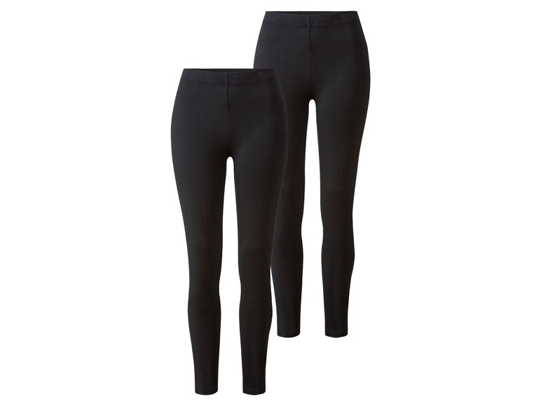 esmara® Damen Leggings, 2 Stück, mit hohem Bio-Baumwollanteil