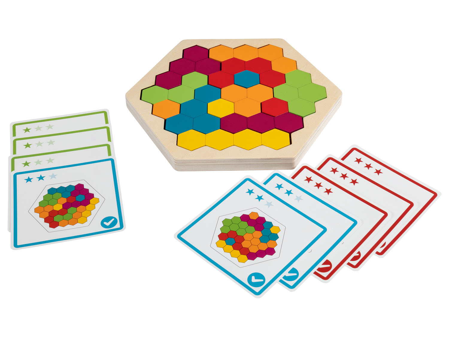 Playtive Legespiel Verkauf Kreis | Mesjeuxipad Regenbogen / Tangram Hexagon ZR8919 / Spitze / Blume