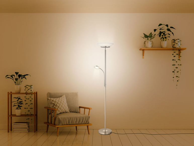 LIVARNO home LED-Deckenfluter, Leselampe mit Glasschale