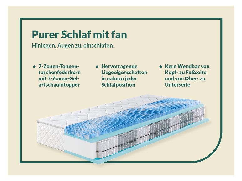 Gehe zu Vollbildansicht: f.a.n. 7-Zonen-Taschenfederkern-Matratze »Sweet Dream XXL«, mit Gelschaum-Topper - Bild 7