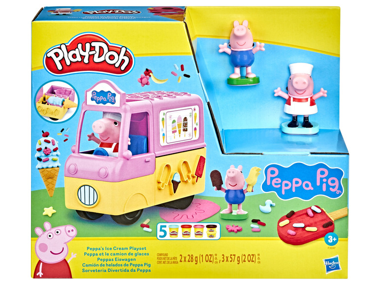 Gehe zu Vollbildansicht: Play Doh Peppas Ice Cream Playset, mit 2 Figuren und 5 Dosen Spielknete - Bild 1