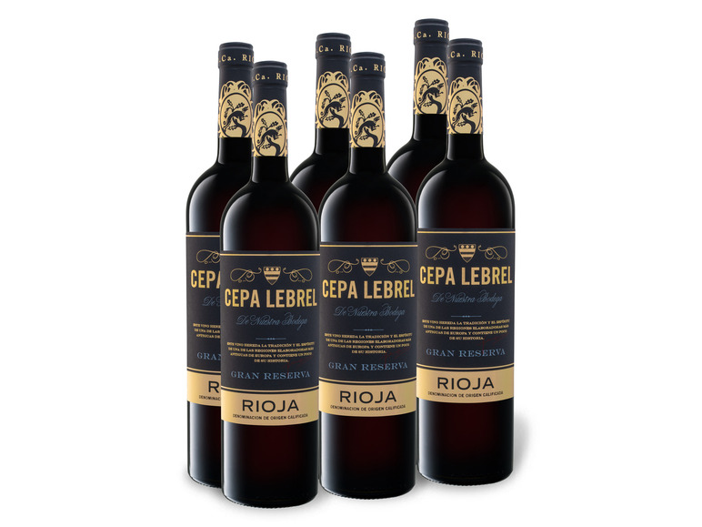 6 x 0 75-l-Flasche Reserva Gran trocken DOC Weinpaket Rioja Rotwein Lebrel Cepa