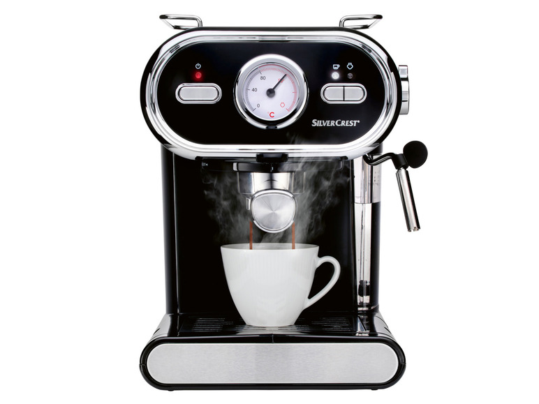 Gehe zu Vollbildansicht: SILVERCREST® KITCHEN TOOLS Espressomaschine »SEM 1100 E1«, schwarz, 1100 W - Bild 1