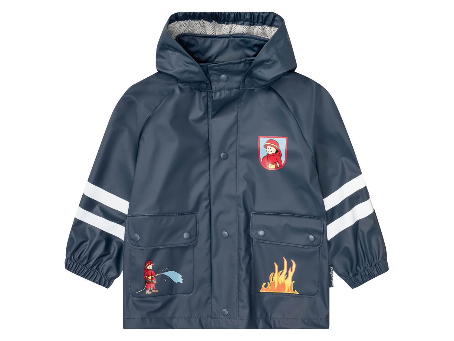 Playshoes Kleinkinder Regenjacke mit Reflektoren (Feuerwehr, 98/104) 98/104