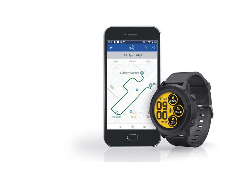 Bluetooth® und GPS mit SILVERCREST® Fitness-Smartwatch,