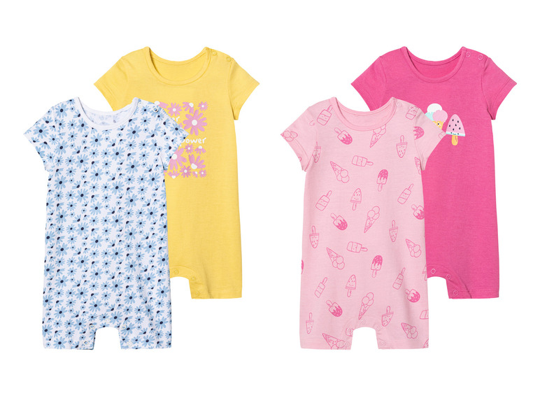 Gehe zu Vollbildansicht: lupilu® Baby Playsuits, 2 Stück, reine Baumwolle - Bild 1