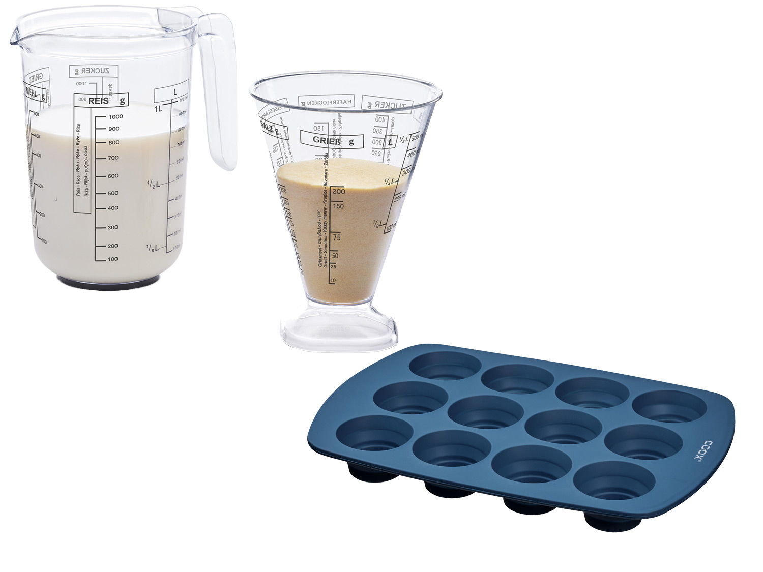 Coox Silikon-Muffinform + ERNESTO® Messbecher-Set, 2-teilig