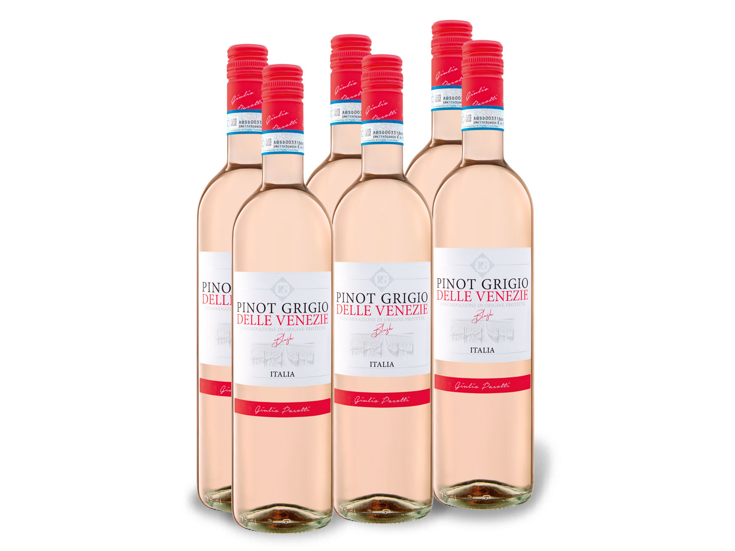 6 x 0,75-l-Flasche Weinpaket Pinot Grigio delle Venezie DOC trocken, Roséwein