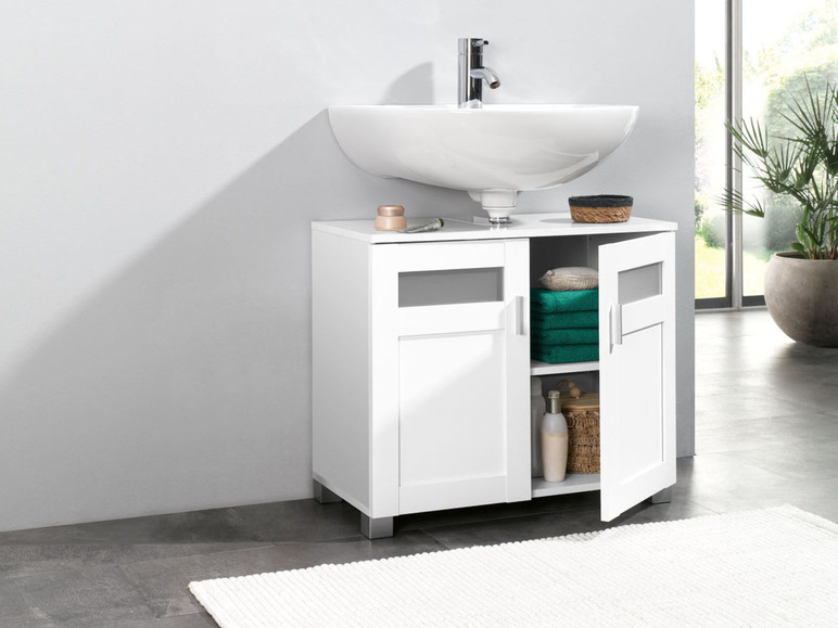 LIVARNO home Waschbeckenunterschrank »Basel«, mit 2 Glasrahmentüren