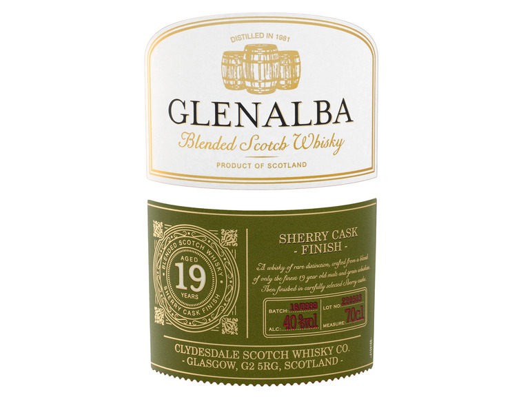 Glenalba Blended Scotch Cask 19 mit 40% Oloroso Geschenkbox Sherry Vol Whisky Jahre Finish