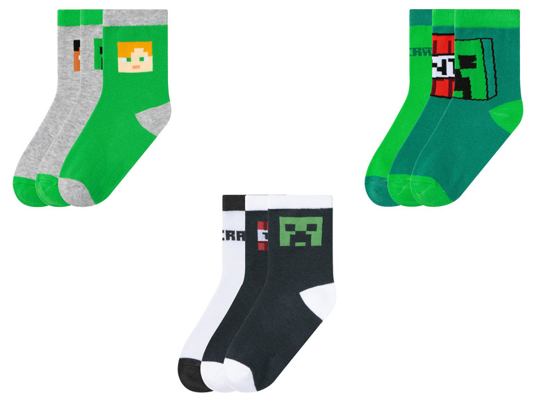 Gehe zu Vollbildansicht: Minecraft Kinder Socken, 3 Paar, weiche Baumwollmischung - Bild 1