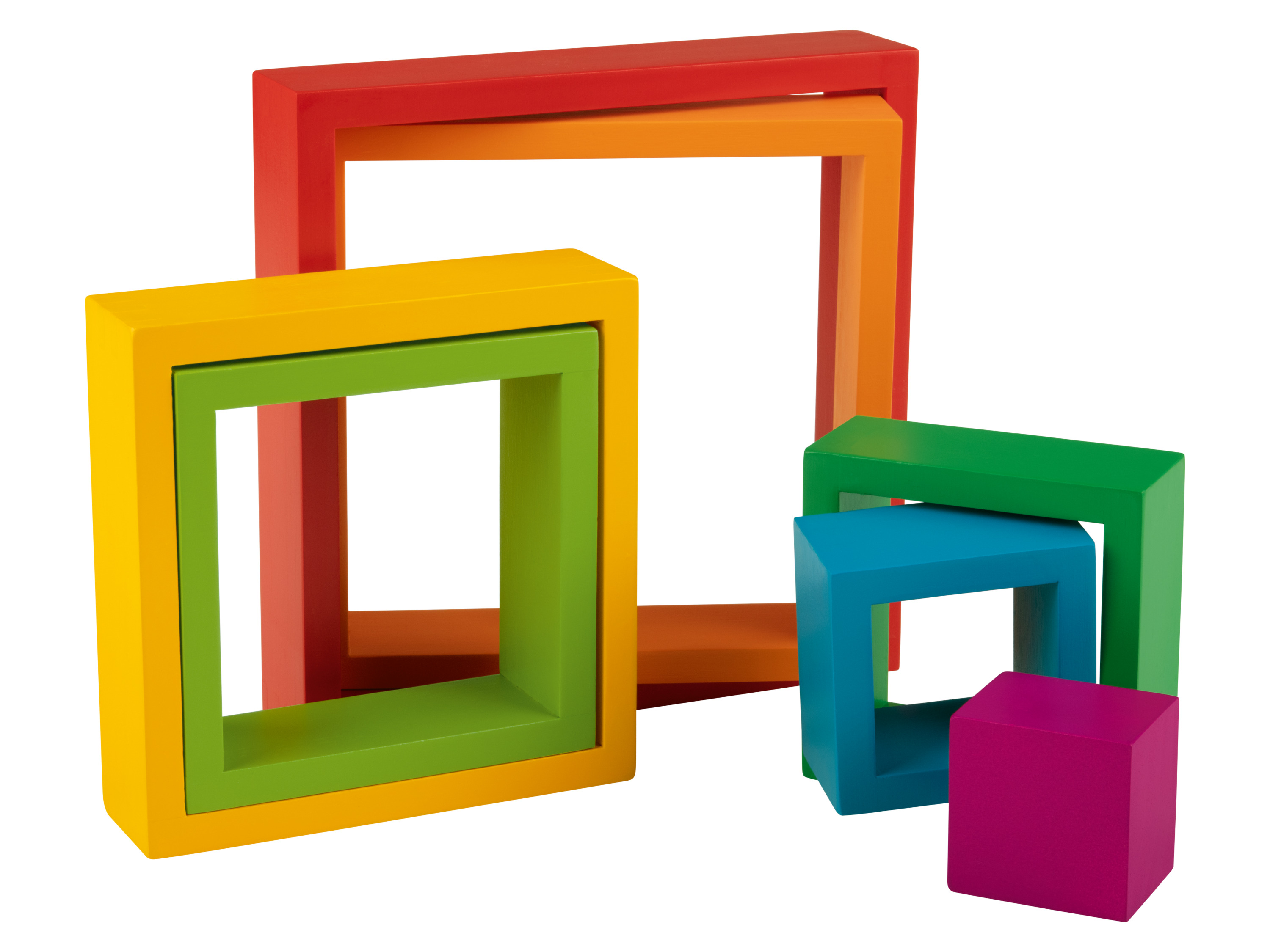 Playtive Holz Regenbogen Montessori (Regenbogen-Stapelquadrate)