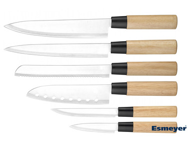 Esmeyer Asia Messerset aus 6-teilig Edelstahl/Holzgriff