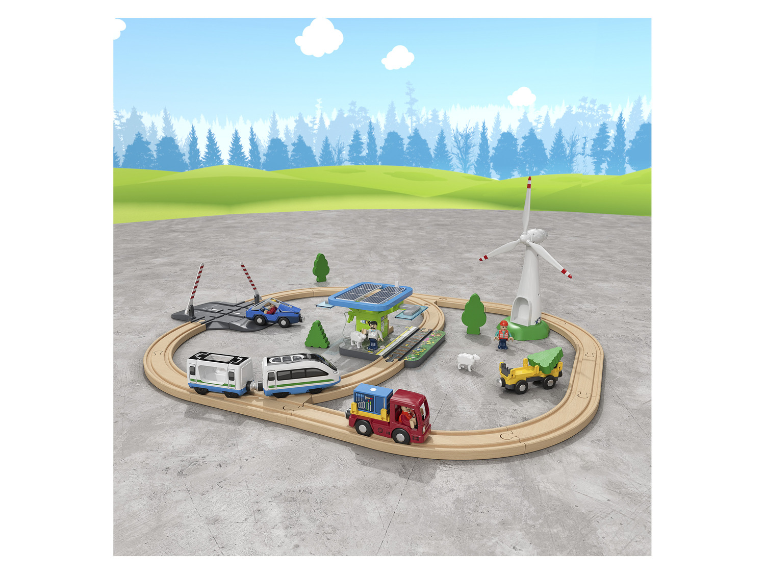 Playtive Eisenbahn-Set Baustelle / Energie… Erneuerbare