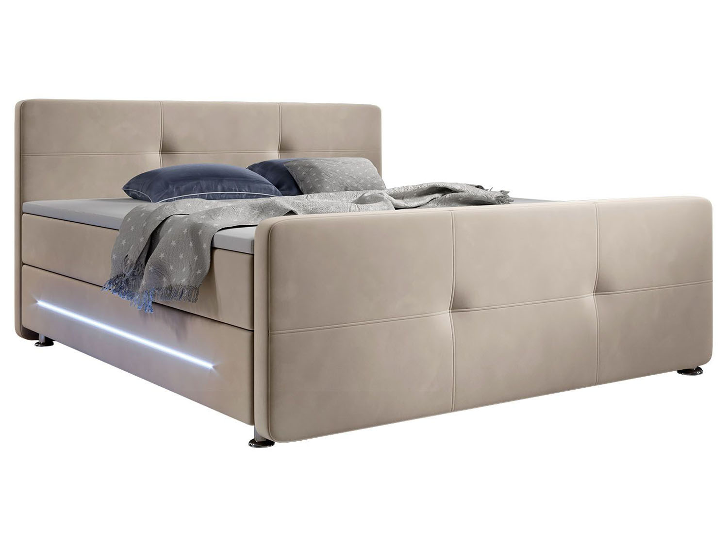 Juskys Boxspringbett Houston (beige, 140x200cm) 140x200cm