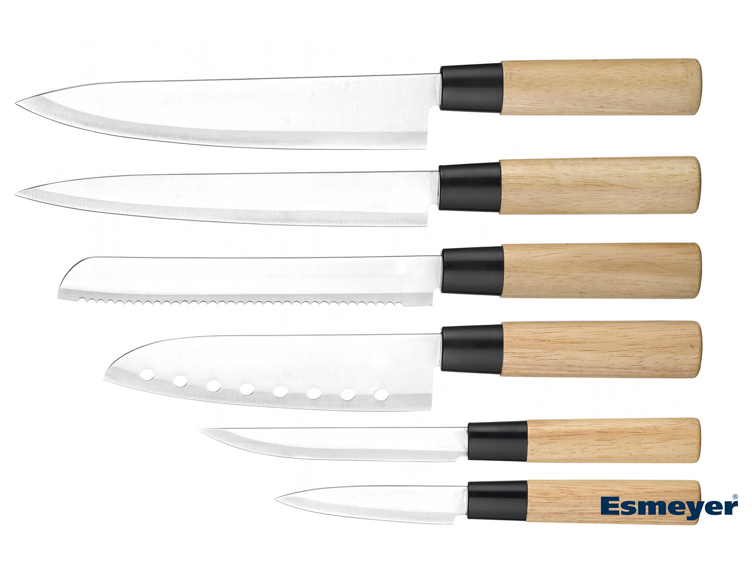 Esmeyer Edelstahl/Holzgriff Messerset 6-teilig aus Asia