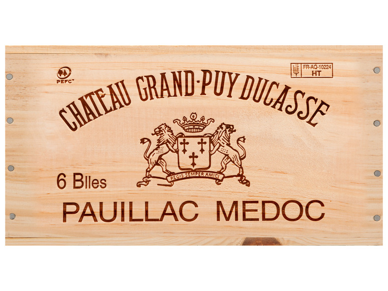 6 x 0,75-l-Flasche Château Grand-Puy Classé 5éme trocken, Pauillac Cru Grand 2017 AOC - Original-Holzkiste Ducasse Rotwein