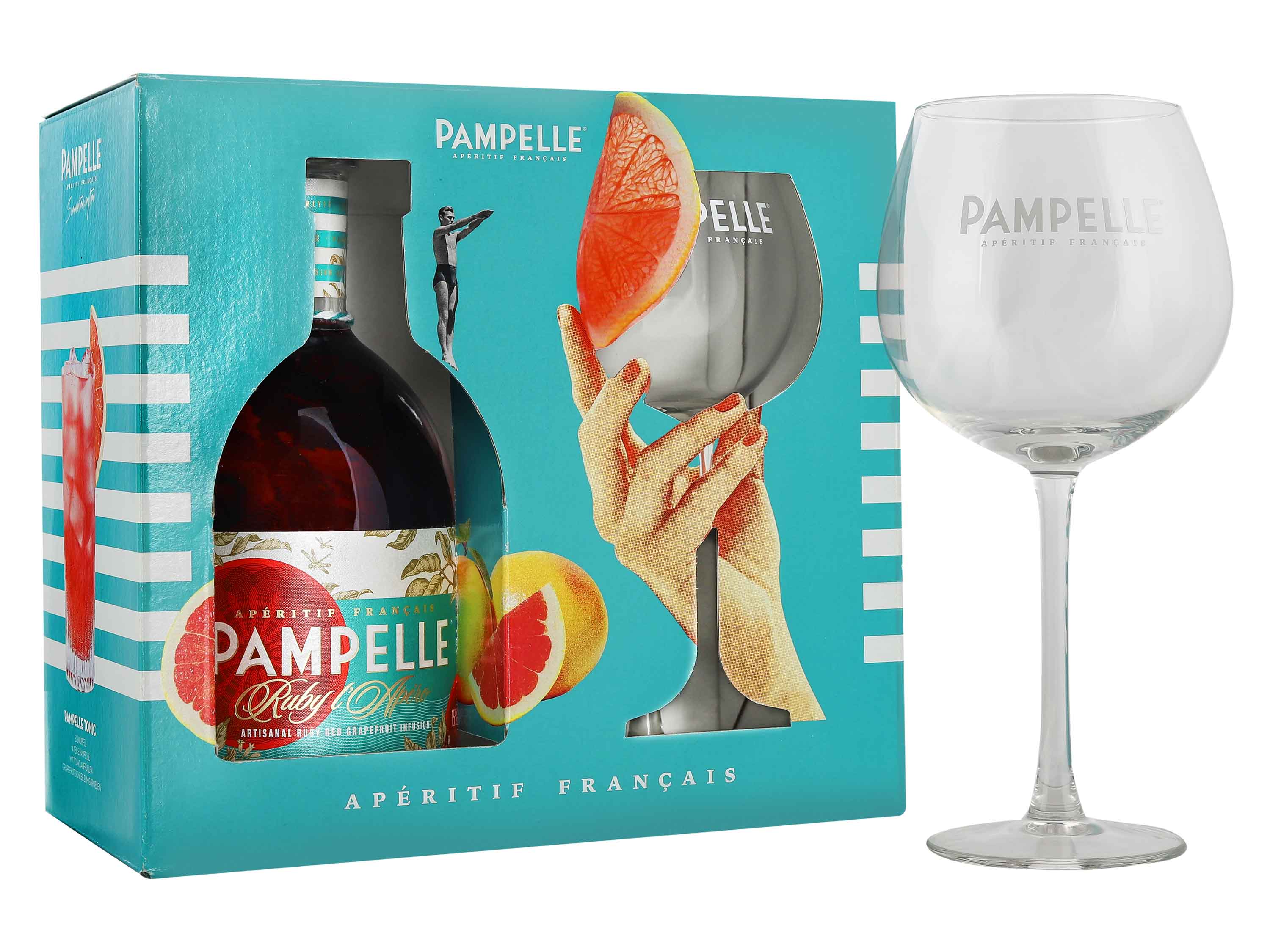 Pampelle Ruby L'Apéro 15% Vol mit Geschenkbox und Glas