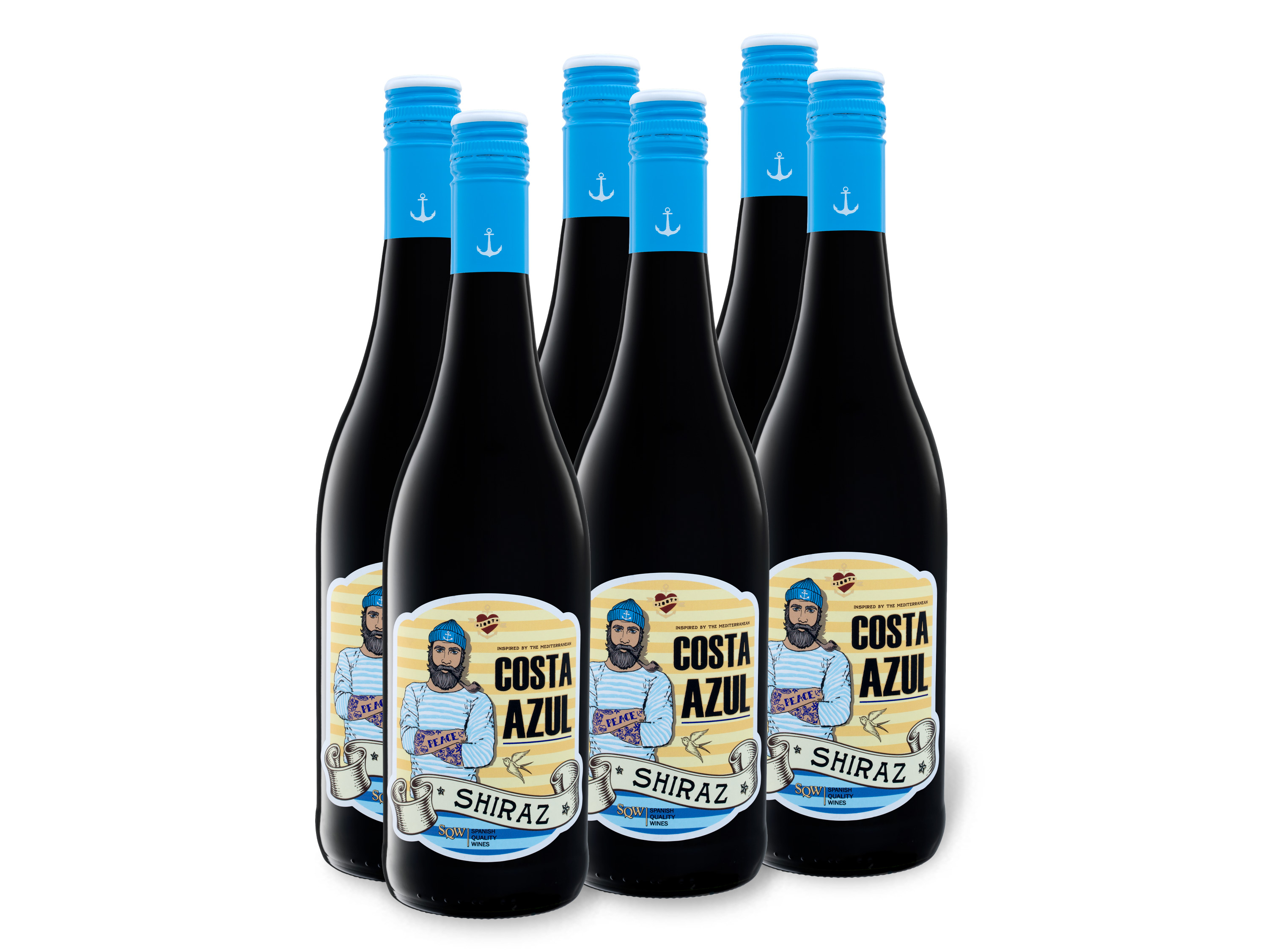 6 x 0,75-l-Flasche Weinpaket Costa Azul Shiraz trocken, Rotwein