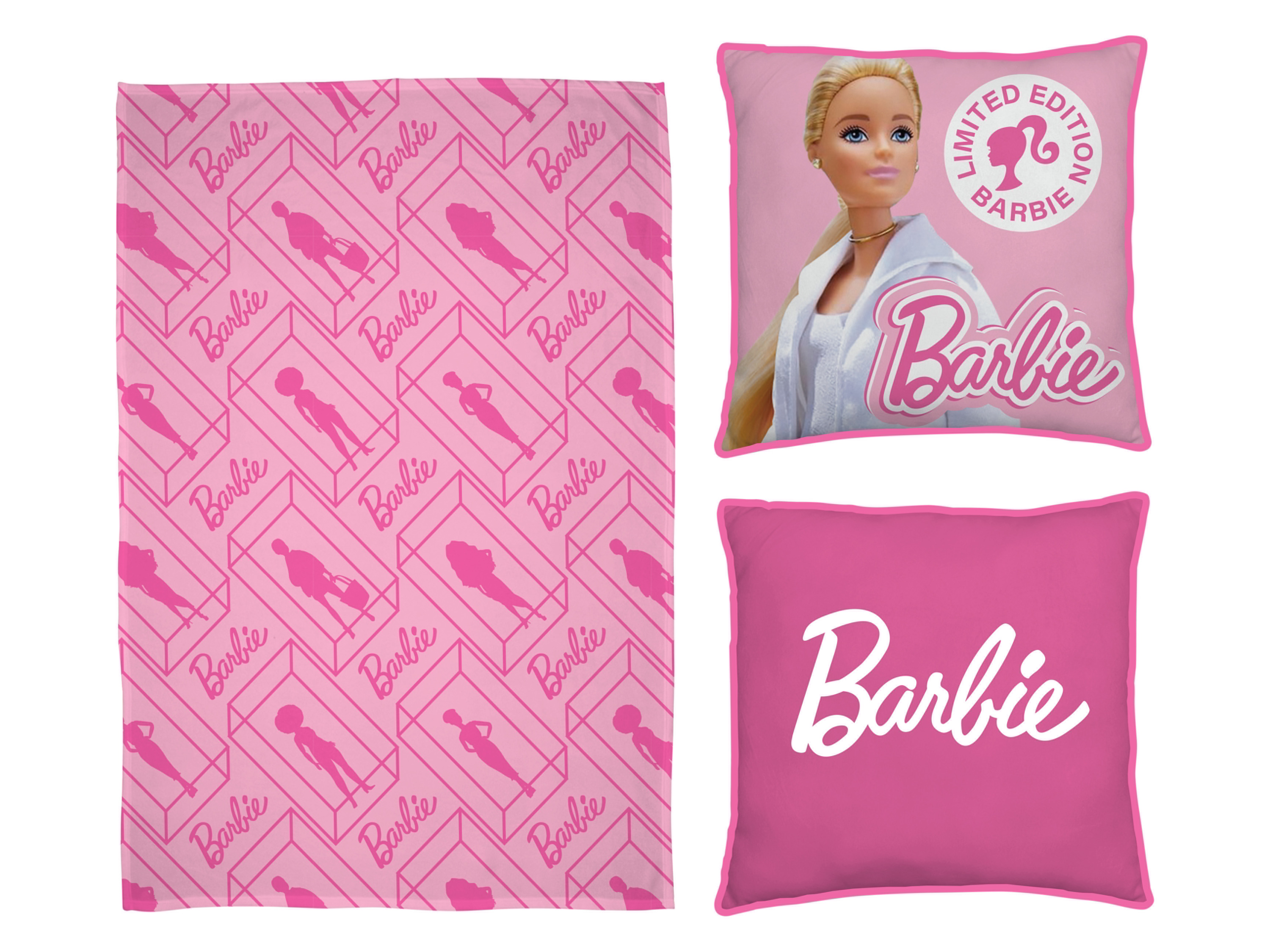 Barbie Kinder Kuscheldecke mit Kissen 100 x 150 cm (pink)