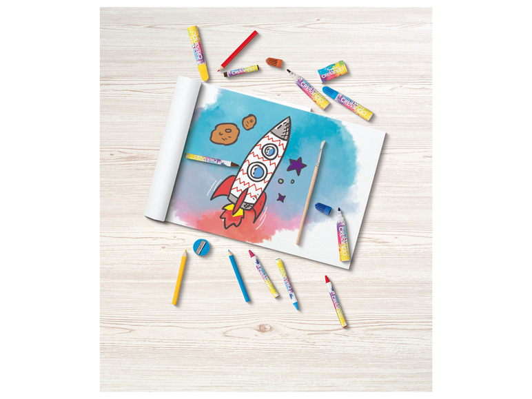 Gehe zu Vollbildansicht: crelando® Kinder-Malkoffer, mit Farben, Stiften und Zubehör - Bild 5