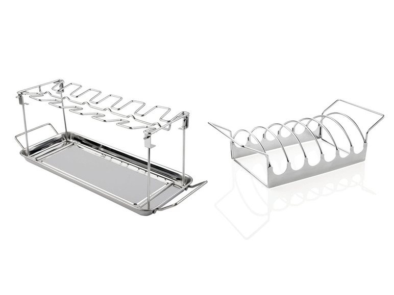 Gehe zu Vollbildansicht: ERNESTO® Hähnchenschenkelhalter /Spareribshalter, aus Edelstahl - Bild 1