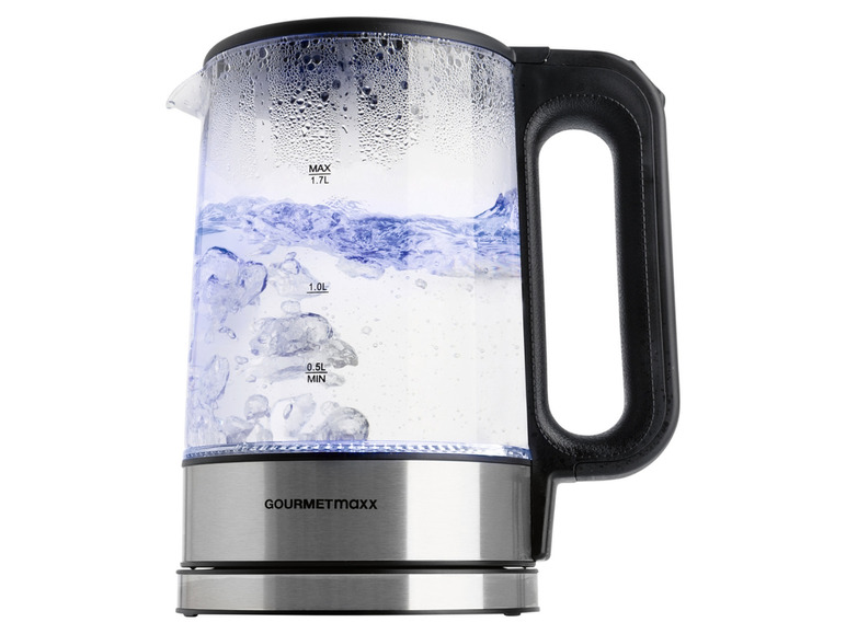 Gehe zu Vollbildansicht: GOURMETmaxx Glas-Wasserkocher, 1,7 l, kabellos, LED - Bild 4