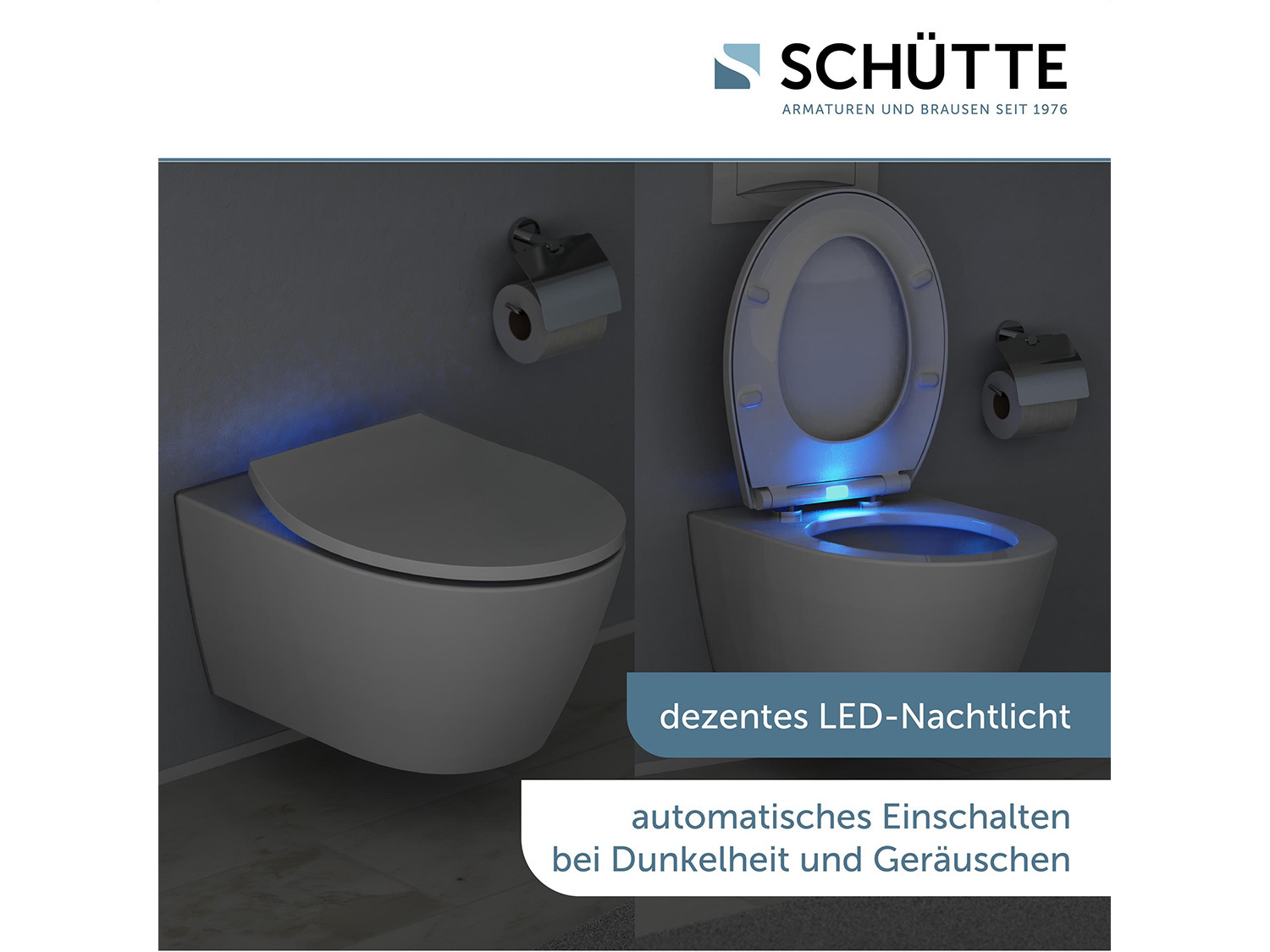 Schütte Duroplast WC u. Absenkauto… Sitz mit Nachtlicht