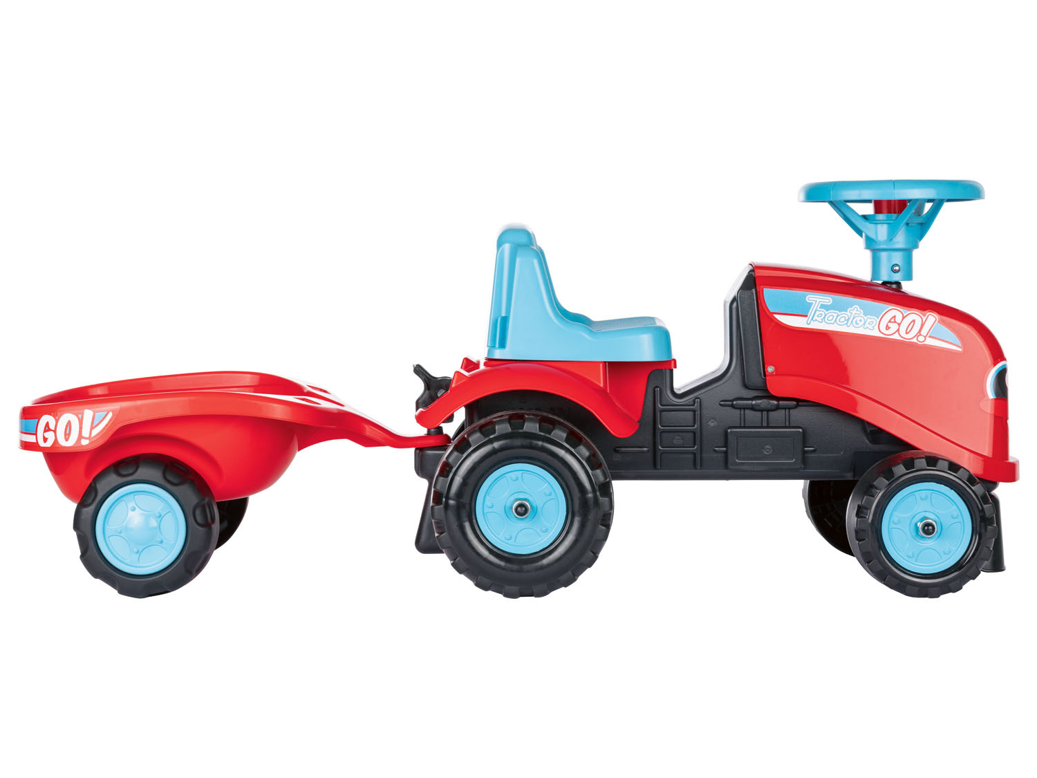 Falk Traktor Go! mit | Aufklebern LIDL und Anhänger