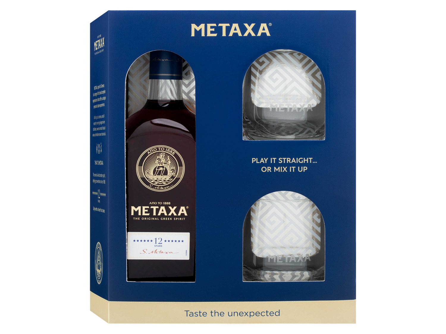 METAXA 12 Stars mit Geschenkbox und Gläsern Vol 40