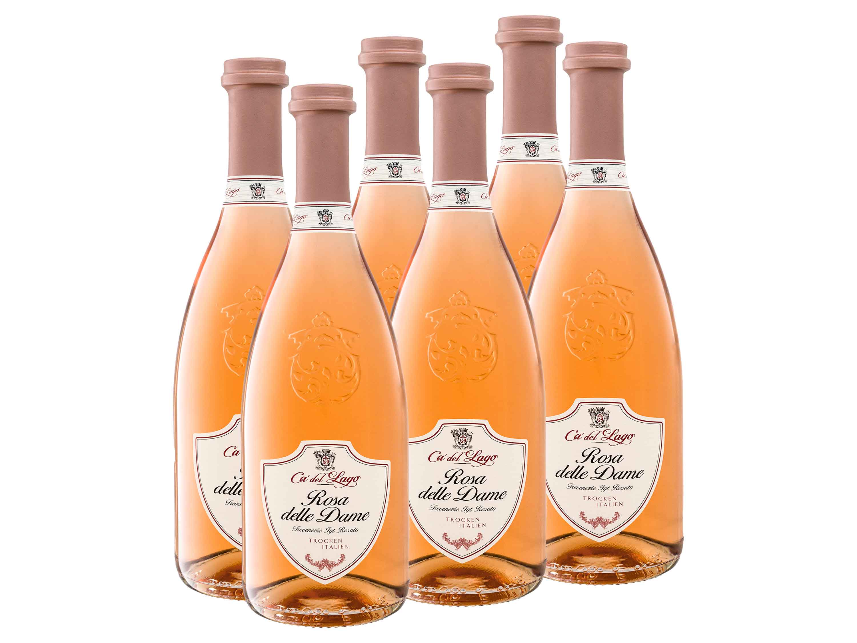 6 x 0,75-l-Flasche Weinpaket Ca' del Lago Rosa dele Dame Trevenezie IGT trocken, Roséwein