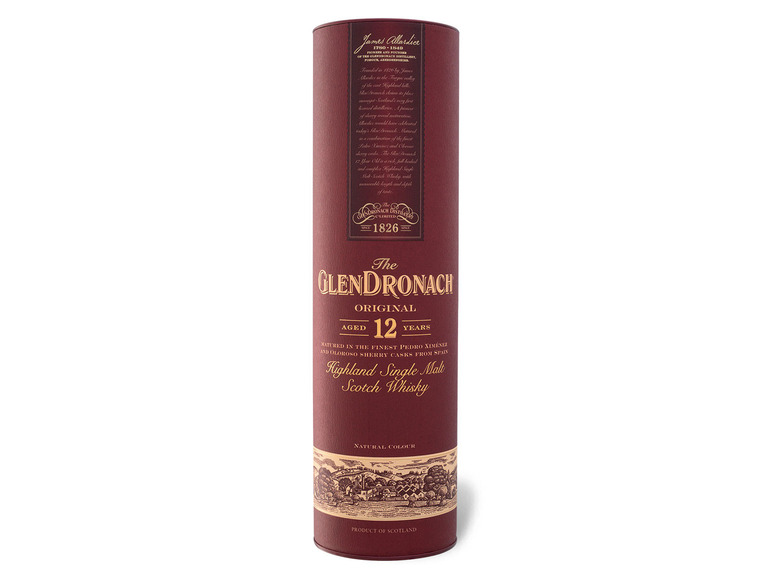 Glendronach Highland Single Malt Whisky Jahre 12 Scotch mit 43% Vol Geschenkbox