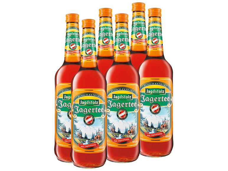 6 x 0,7-l-Flasche Jagdstolz Jagertee 40% Vol