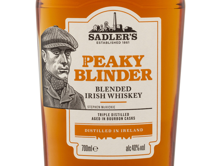 Sadler\'s Peaky Glas Whiskey 40% Blinder Irish Vol und Geschenkbox Blended mit