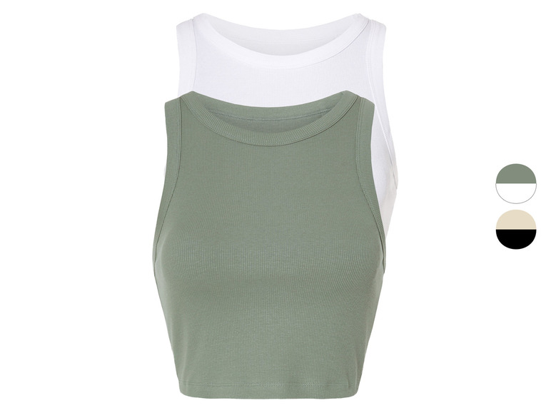 Gehe zu Vollbildansicht: esmara® Damen Crop-Tops, 2 Stück, in modischer Ripp-Qualität - Bild 1