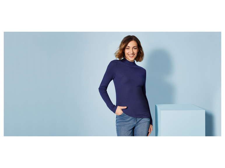 Gehe zu Vollbildansicht: esmara® Damen Feinstrick-Pullover, mit Stehkragen - Bild 3