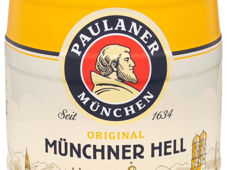 Vol Münchner Bierfass % Zapfhahn, 4,9 5 Liter Original Pfandfrei Hell mit Paulaner