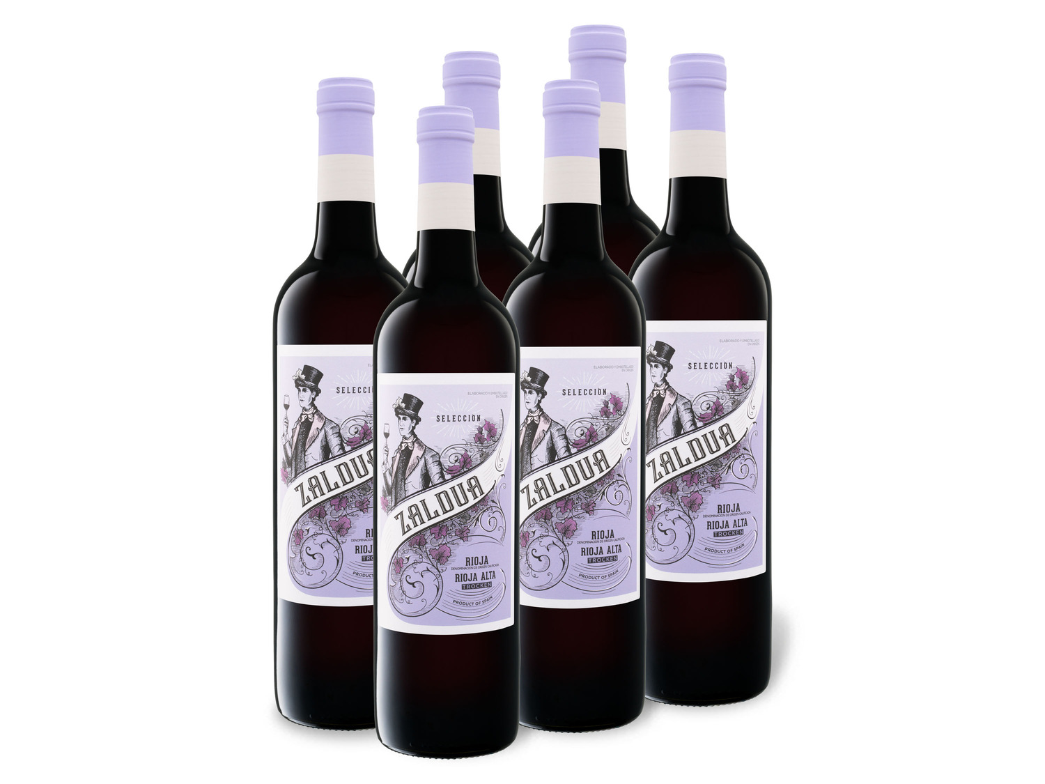 6 x Rioja 0,75-l-Flasche Zaldua Al… Selección Weinpaket
