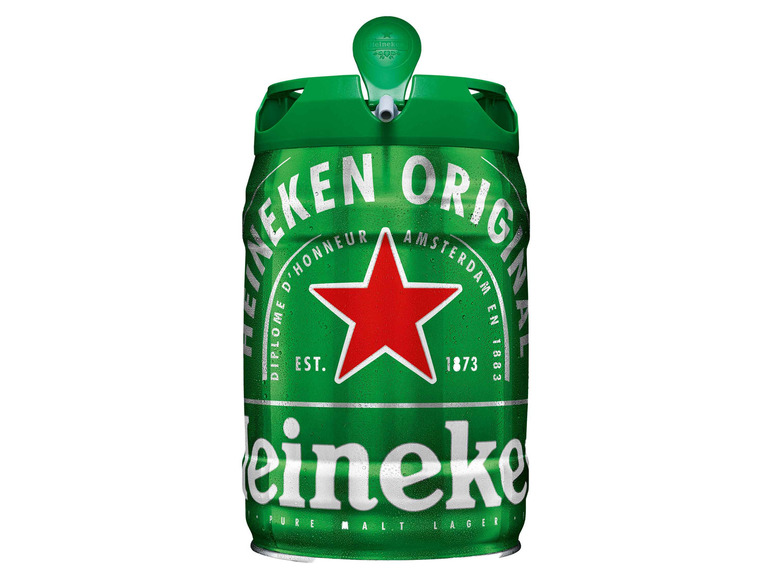 Heineken 5 Liter Bierfass mit Zapfhahn, Pfandfrei