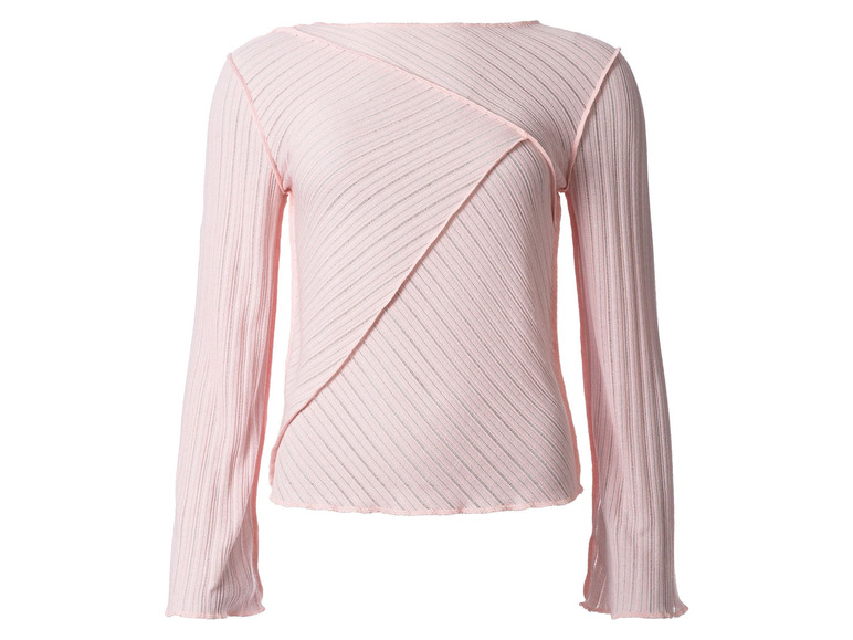 Gehe zu Vollbildansicht: esmara® Damen Langarmshirt, leicht transparent, rosa - Bild 1