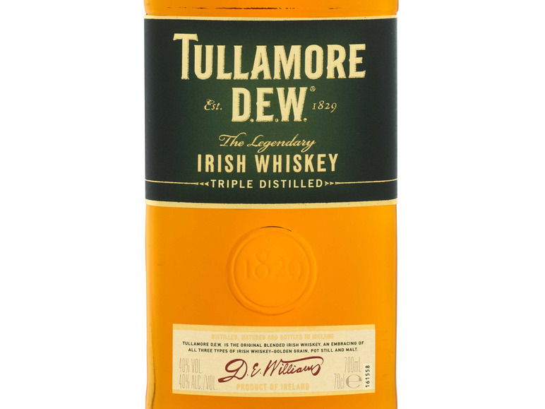 Whiskey Tullamore 40% Triple Vol Irish Dew Distilled