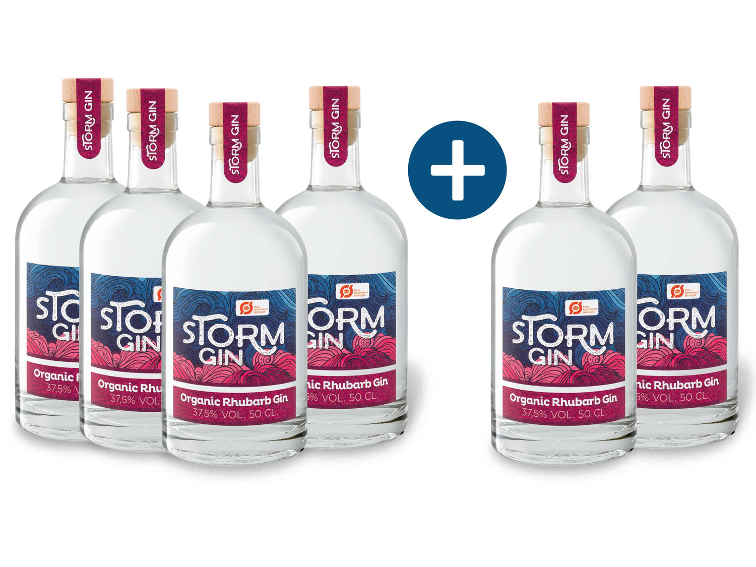 4 Rhabarber Storm Gin BIO 37,5% + Spirituosenpaket 2 V…