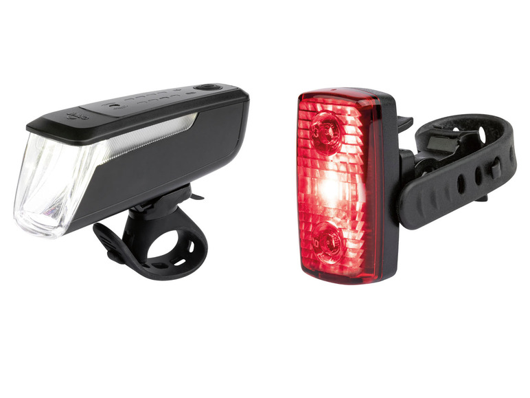 CRIVIT Fahrradleuchtenset LED, Lux 90/70/30/15