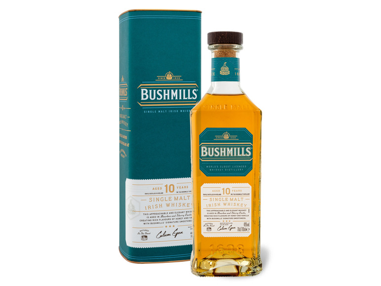 BUSHMILLS Single Malt Irish mit Vol 40% Whiskey 10 Geschenkbox Jahre