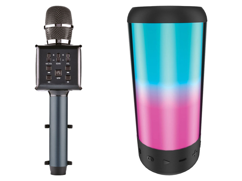 Gehe zu Vollbildansicht: SILVERCREST® Bluetooth®-Karaoke-Mikrofon, + Bluetooth-Lautsprecher, LED-Lichtershow - Bild 1